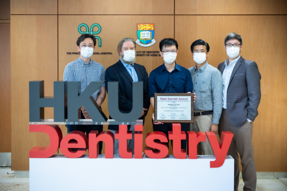 Photo 1: (From Right) Dr Walter Lam, Dr Khaing Myat Thu, Dr Reinhard Chau, Professor Colman McGrath and Dr Richard Hsung
 